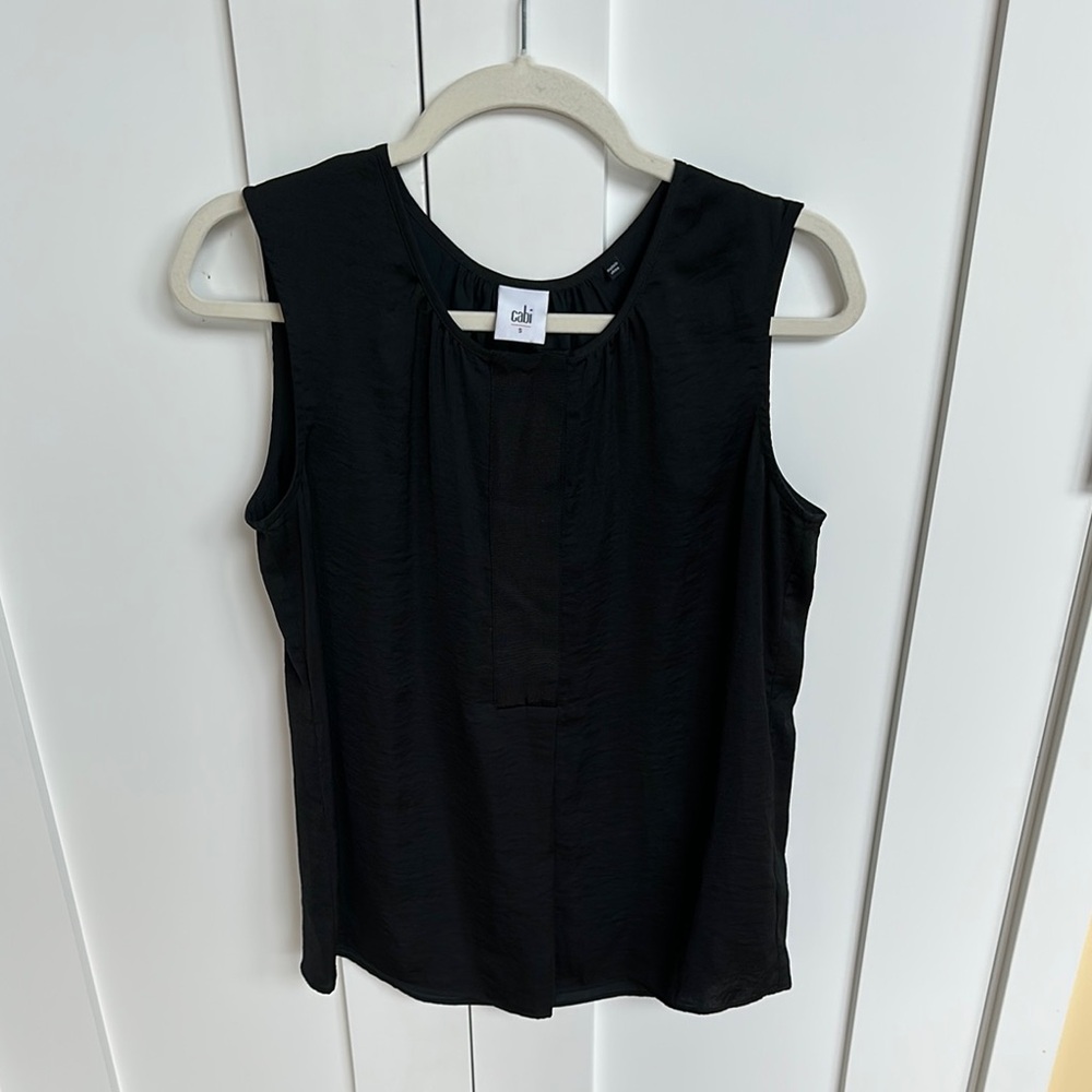 CAbi Black Blouse with Classic Round Neckline Size S